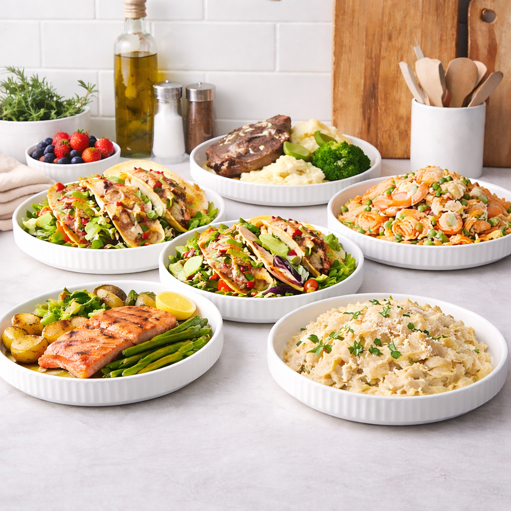 White Ceramic Plate & Bowl Set – 6 & 12 Piece