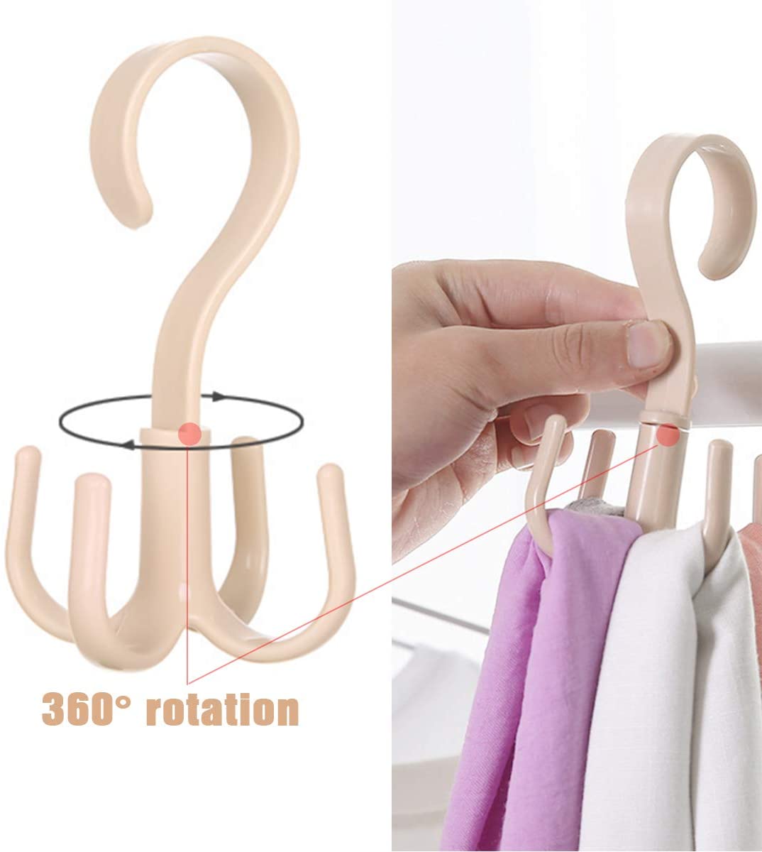 Random Color - 360° Rotating 4 Hooks Hanger, Multipurposed Hanger With 4 Claws