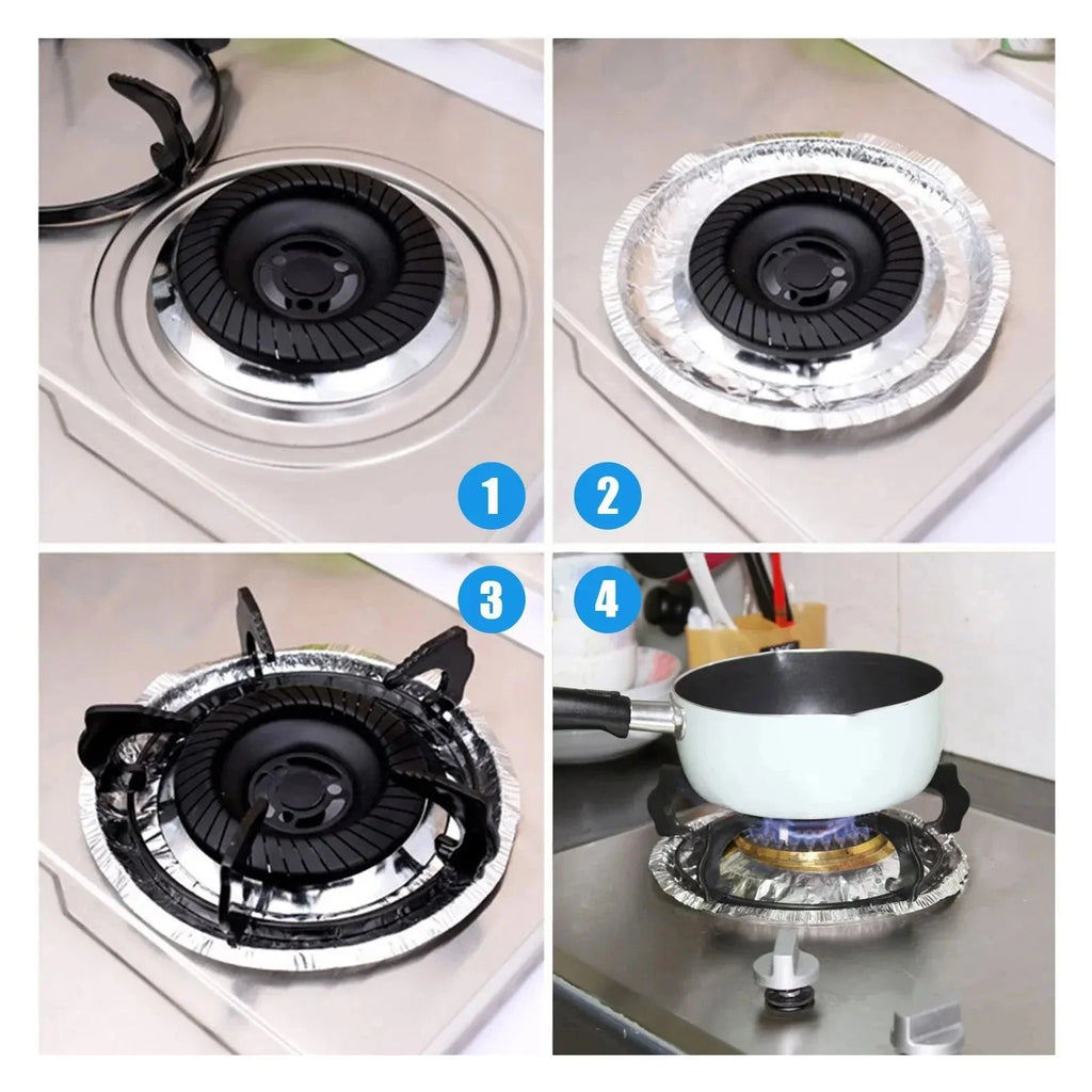 Pack of 10 - Disposable Aluminum Foil Round Gas Stove Burner Covers