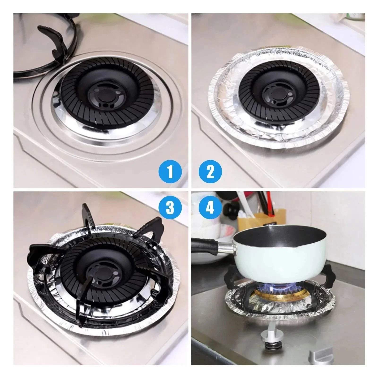 Pack of 10 - Disposable Aluminum Foil Round Gas Stove Burner Covers