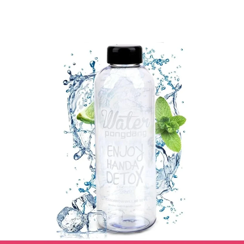 1 Liter Clear Glass Water Bottle with Random Logo