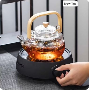 Glass Tea Kettle with Glass Filter & Wooden Handle