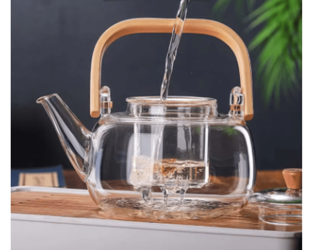 Glass Tea Kettle with Glass Filter & Wooden Handle