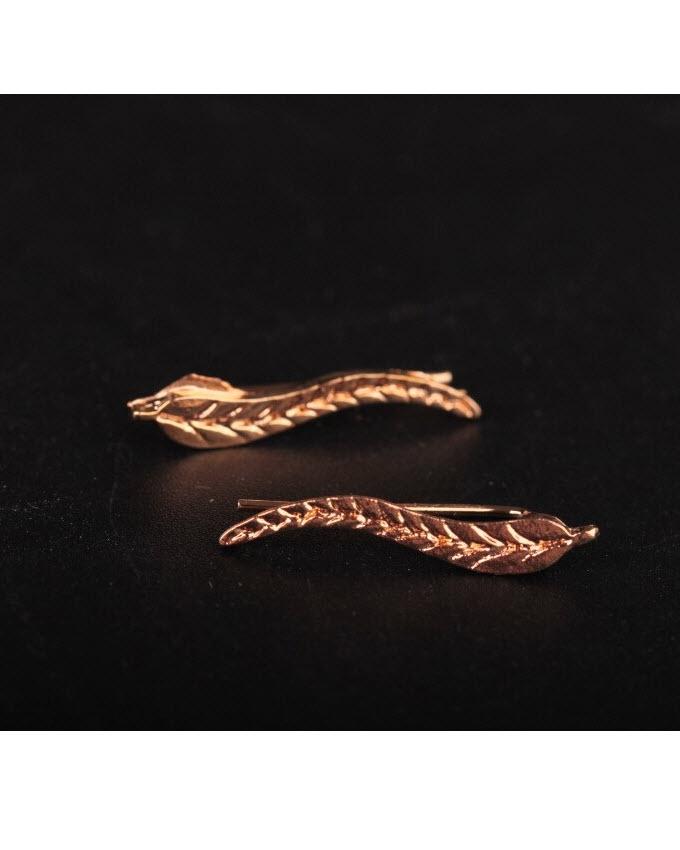 Zinc Alloy Leaf Earrings- Gold