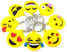 Pack of 3 - Assorted Shapes Round Plastic Materials Emoji's Keychain