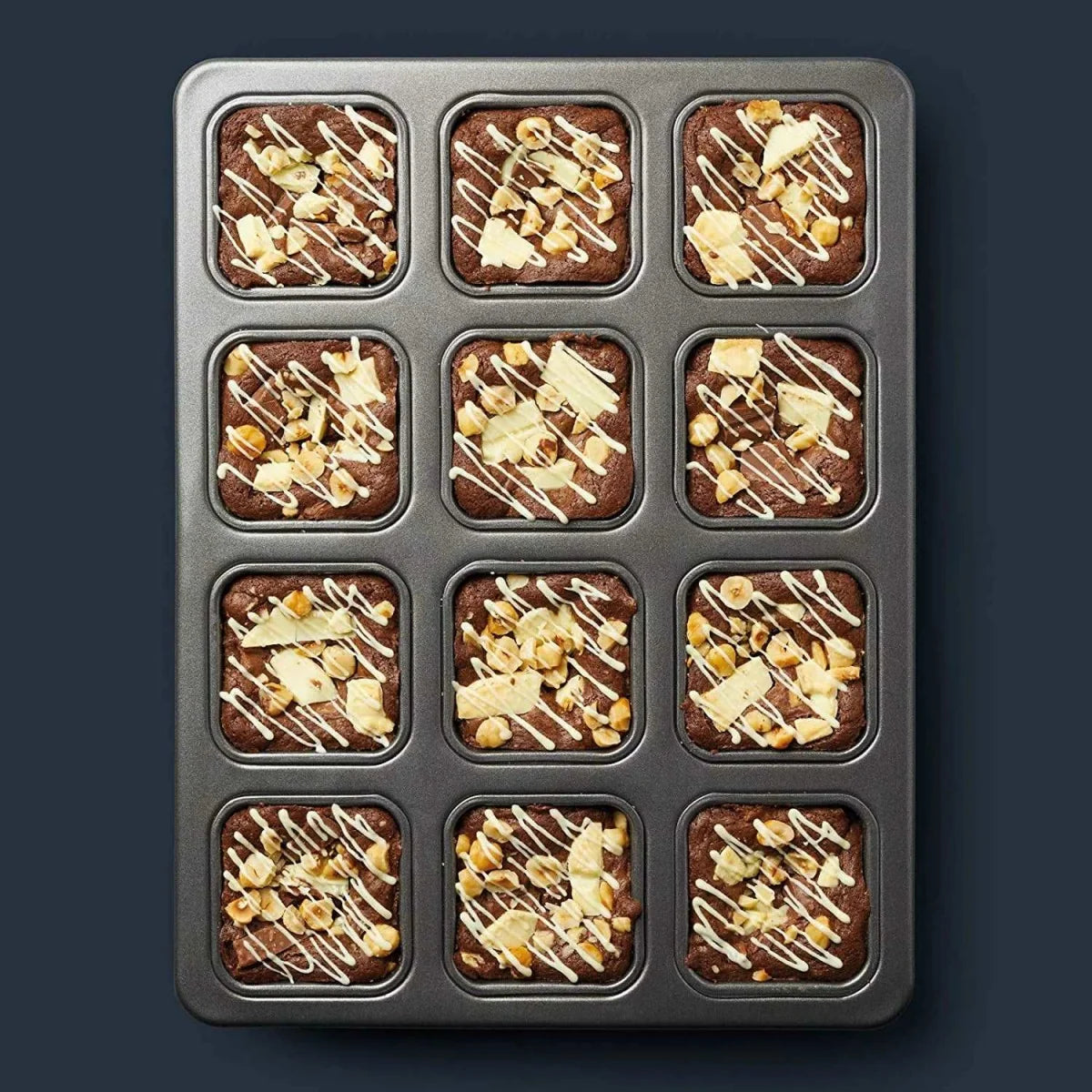 12-Cavity Mini Brownie Bar Baking Pan – Non-Stick, Easy Cleanup