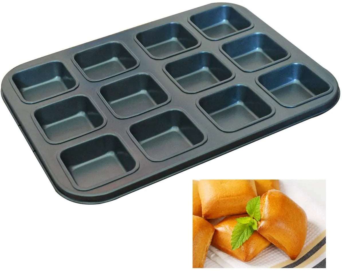 12-Cavity Mini Brownie Bar Baking Pan – Non-Stick, Easy Cleanup