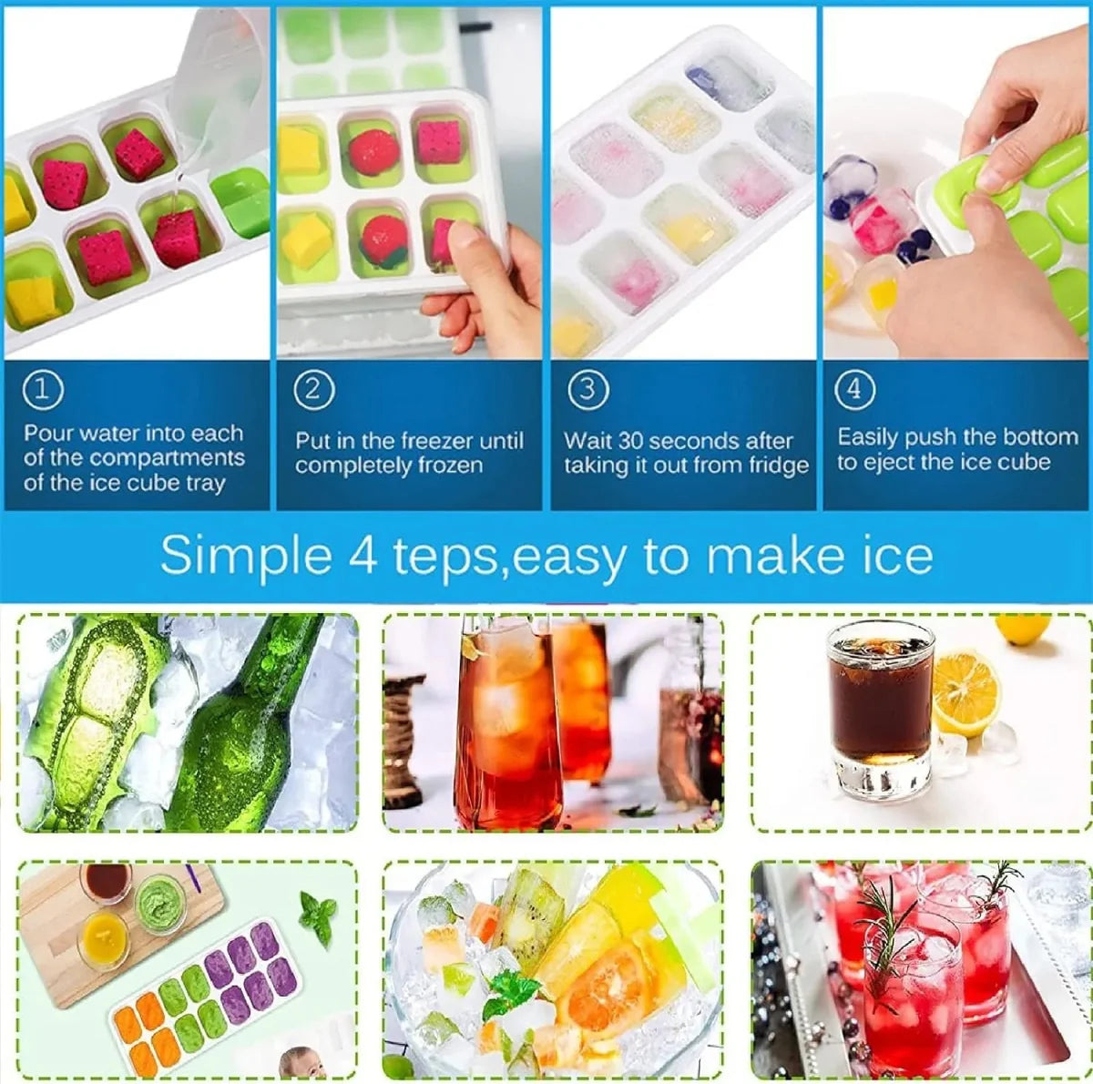 14 Grids Flexible Ice Cube Tray