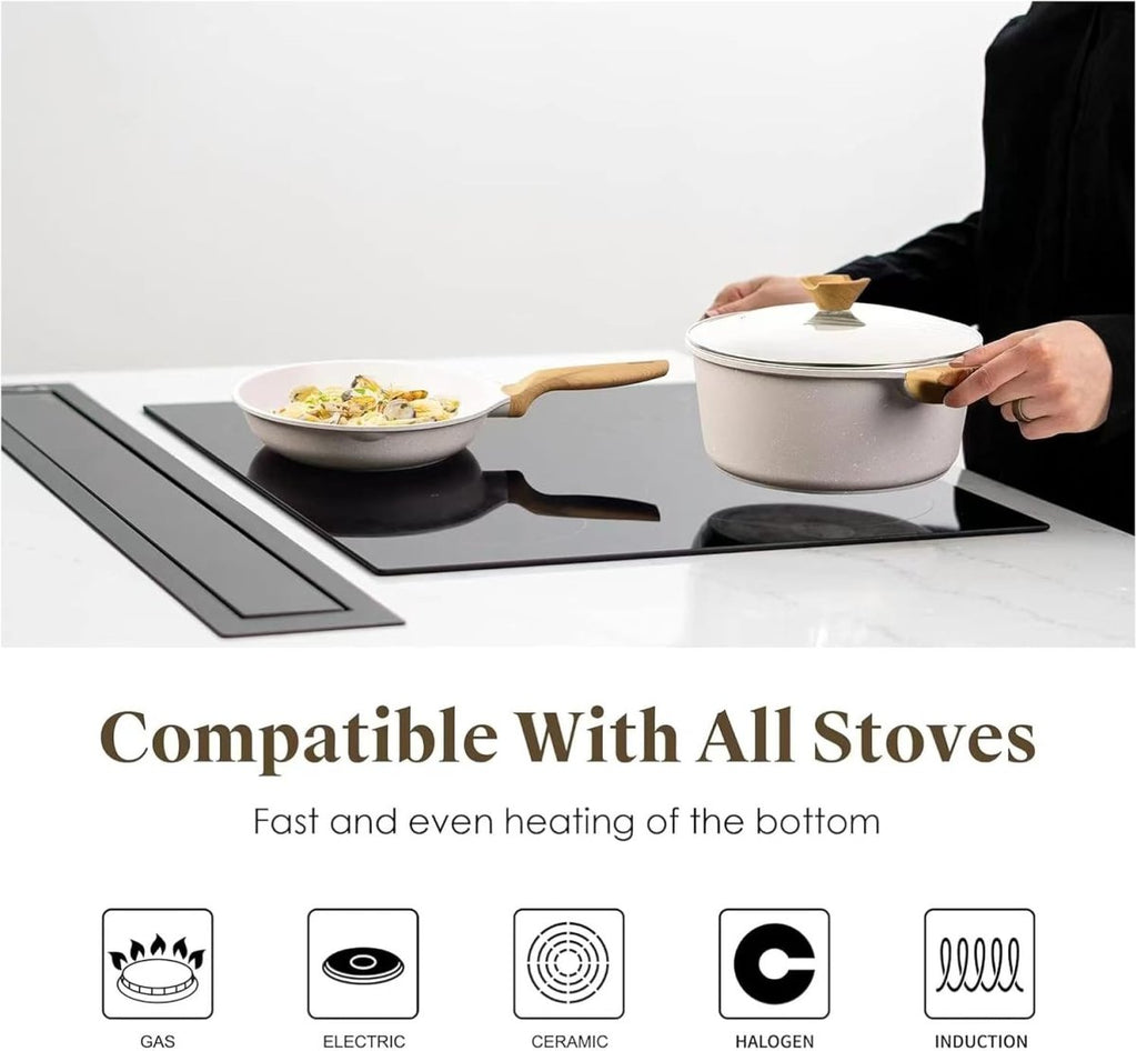 14-Piece Nonstick Coating Pots and Pans Set with Lids