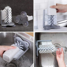 Wall Lazy Glass Washer Double Sided Bristle Brush Bottle Cleaning With Suction Cups - 17.5 x 14 cm