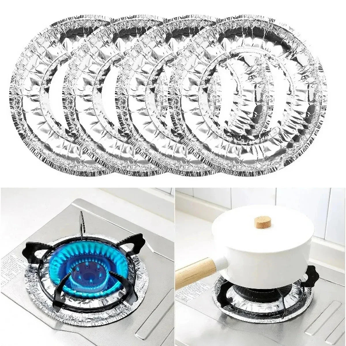 Pack of 10 - Disposable Aluminum Foil Round Gas Stove Burner Covers