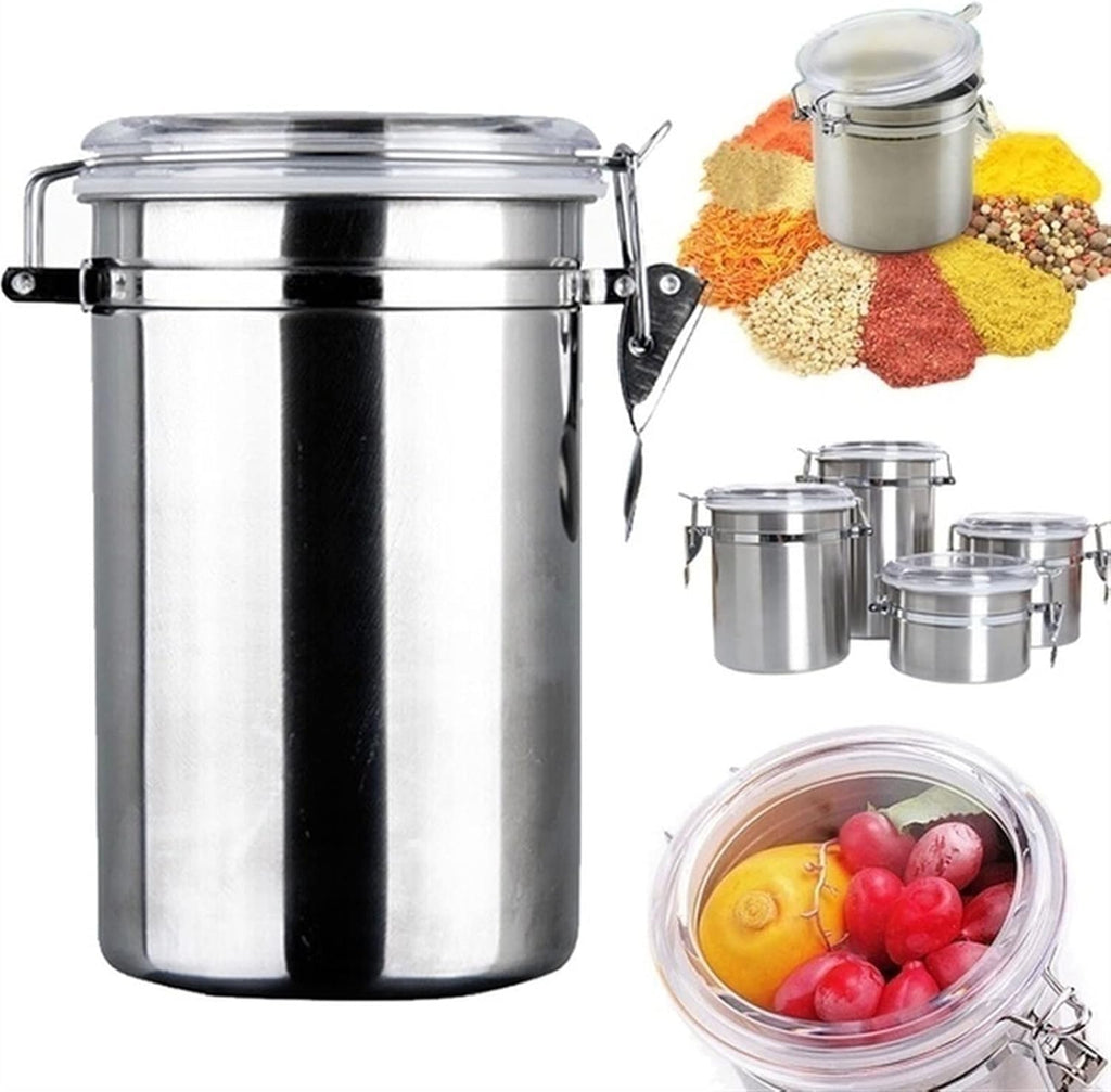 Set of 4 - Stainless Steel Canister Jars