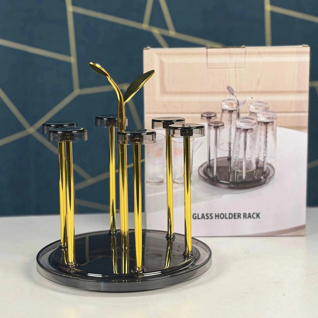 Moving Glass Stand / Rotating Glass Holder Rack (6 Glass Capacity)