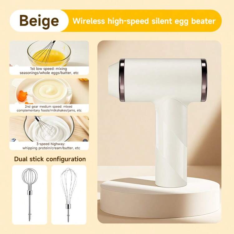 Wireless Egg Beater with 2 Different Attachments