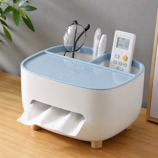Multifunctional Tissue Box Holder & Remote Organizer