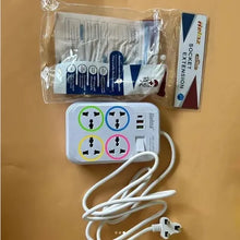Multipurposed Charging Extension 2 Meter Cable 4 Universal Sockets Wired Cord With 3 USB Ports