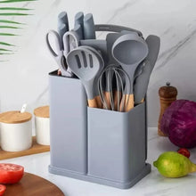 19 Pieces Silicone Kitchen Spoons with Knives Set