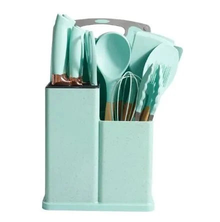 19 Pieces Silicone Kitchen Spoons with Knives Set