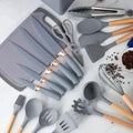 19 Pieces Silicone Kitchen Spoons with Knives Set