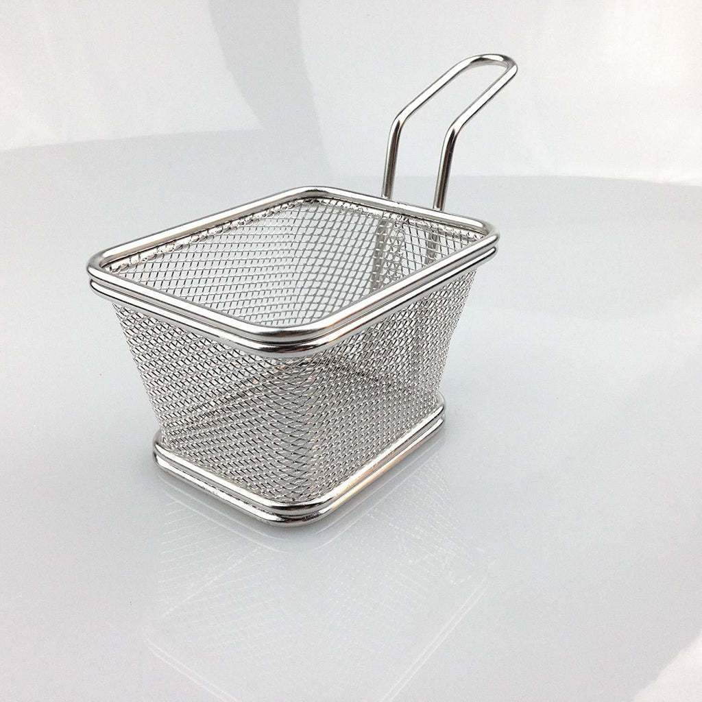 Stainless Steel Mini Square Fry Basket French Fries Holder, Fried Food Table Serving