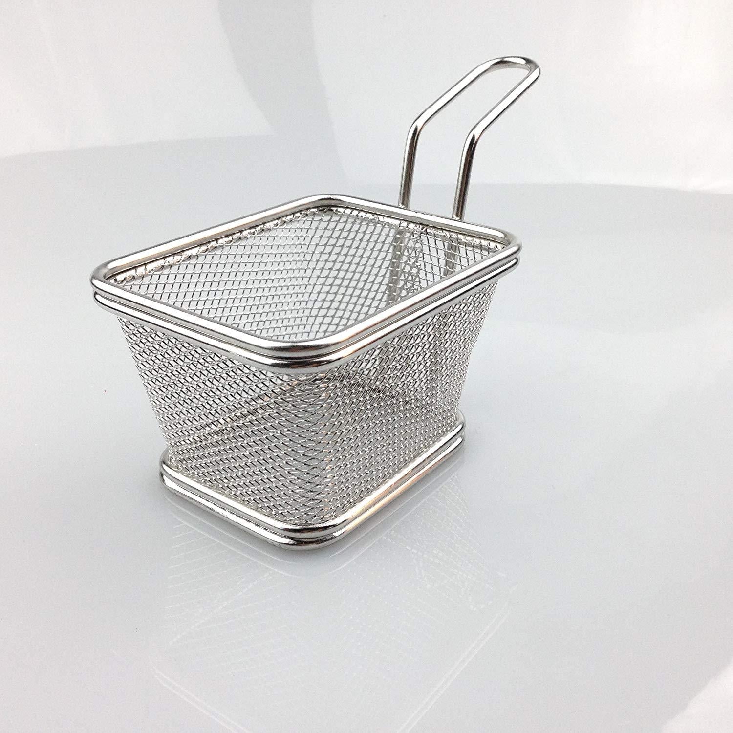 Stainless Steel Mini Square Fry Basket French Fries Holder, Fried Food Table Serving