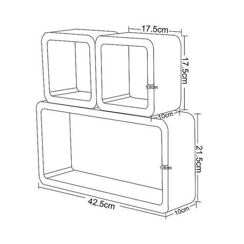 Set of 3 - Rectangular Wall Mount Shelves - Black