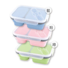2 Compartments Foldable Silicon Bento Box With Fork