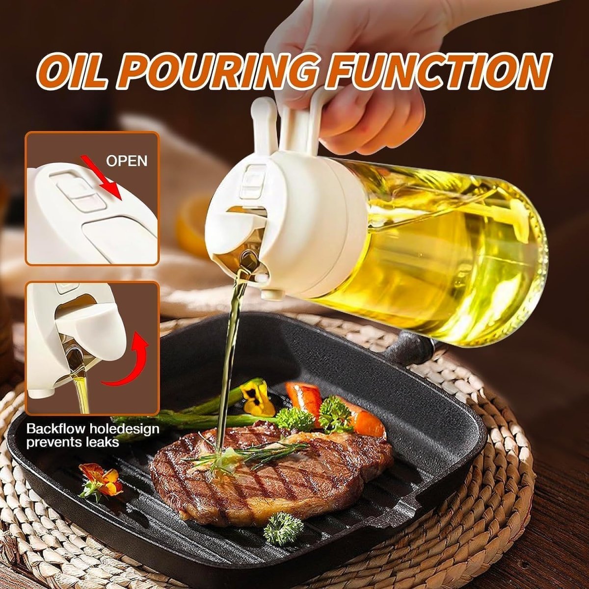 2 in 1 Oil Sprayer and Dispenser Bottle - 500ml