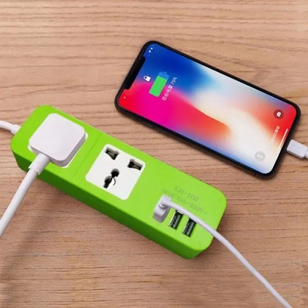 2 Three-Pin Sockets + 3 USB Ports Charging Extension
