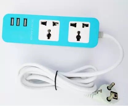 2 Three-Pin Sockets + 3 USB Ports Charging Extension