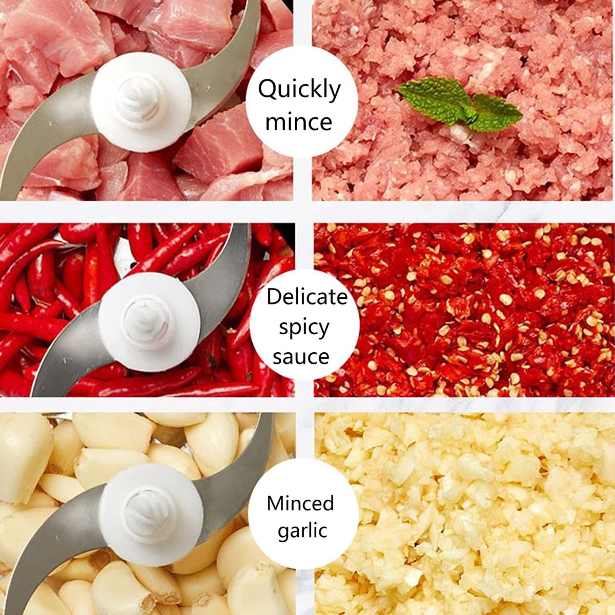 2000ml Multifunctional Hand Press Chopper with 4 Blades