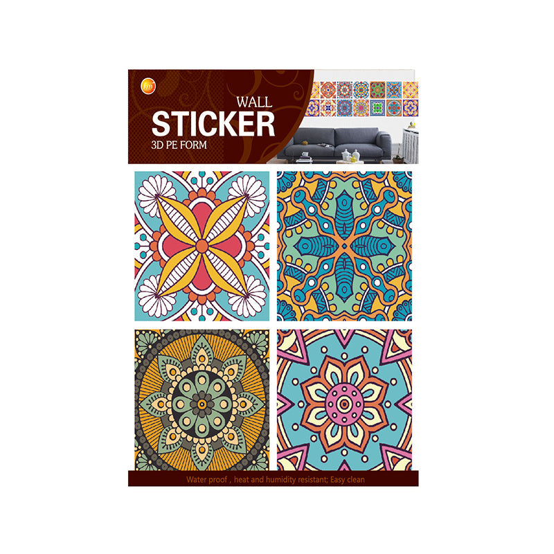 Pack of 4 - 3D Embossed Assorted Truck Art Themed Tiles Sticker (Each Sticker Size: 6x6 Inches)