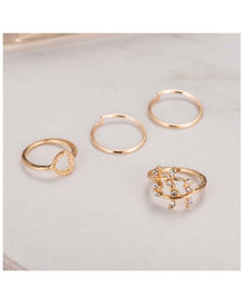 Pack of 4 - Golden Alloy Gold Plated Rings For Women