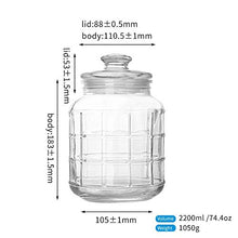 2.2Liter Clear Round Glass Jar with Lid