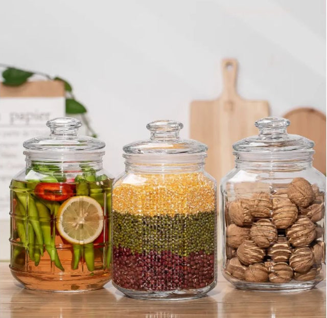 2.2Liter Clear Round Glass Jar with Lid