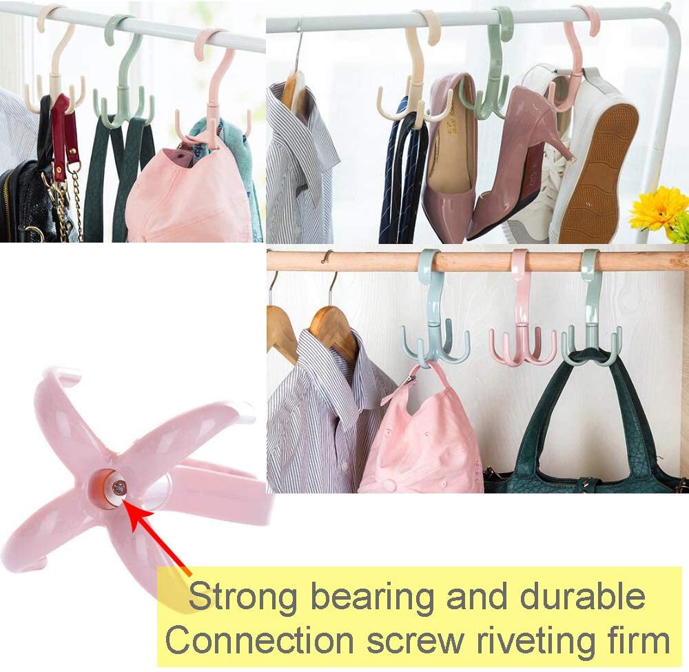 Random Color - 360° Rotating 4 Hooks Hanger, Multipurposed Hanger With 4 Claws