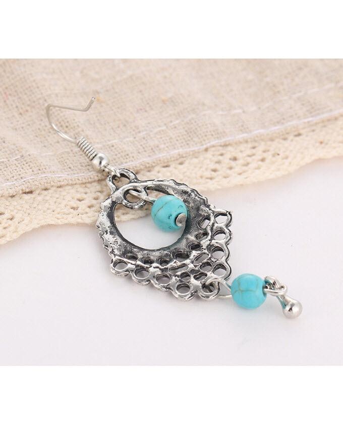 Turquoise Alloy Wind Hollow Earrings For Women