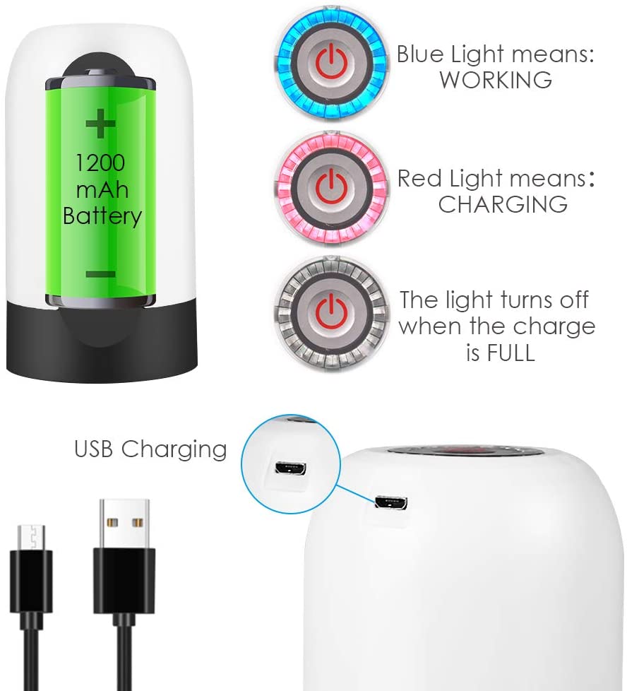 USB Charging Drinking Portable Water Bottle Pump, Automatic Water Dispenser Pump Switch for Universal Gallon Bottle