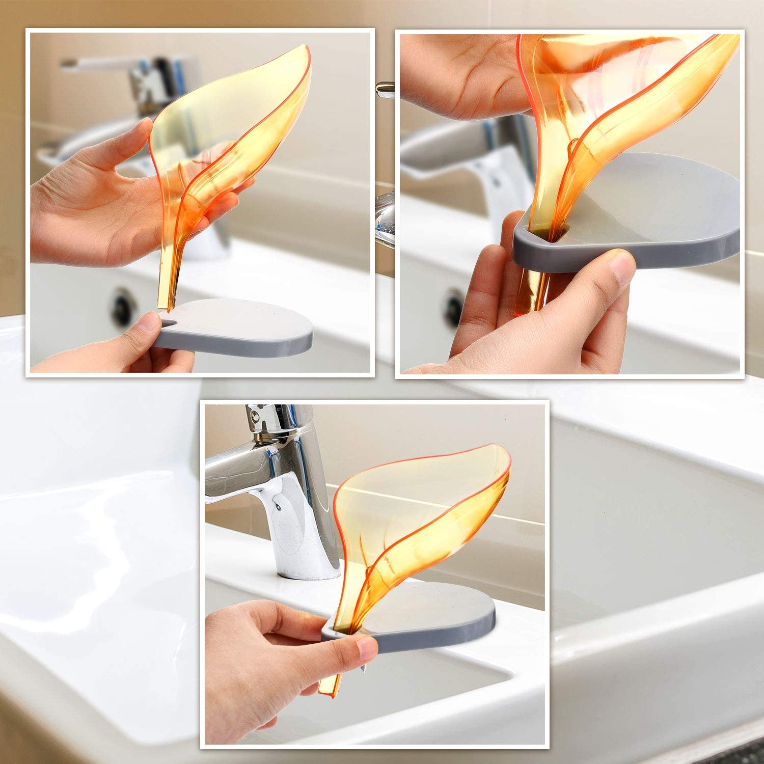 Random Color Leaf Shape Self Draining Plastic Soap Holder Self Adhesive Soap Dish Soap Case Drainage Soap Base for Shower Bathroom Kitchen