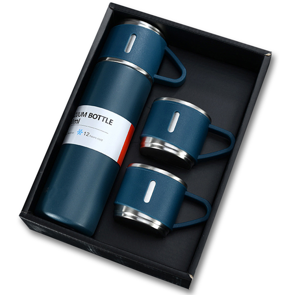 500ml Stainless Steel Vacuum Insulated Thermos Flask With 3 Cups