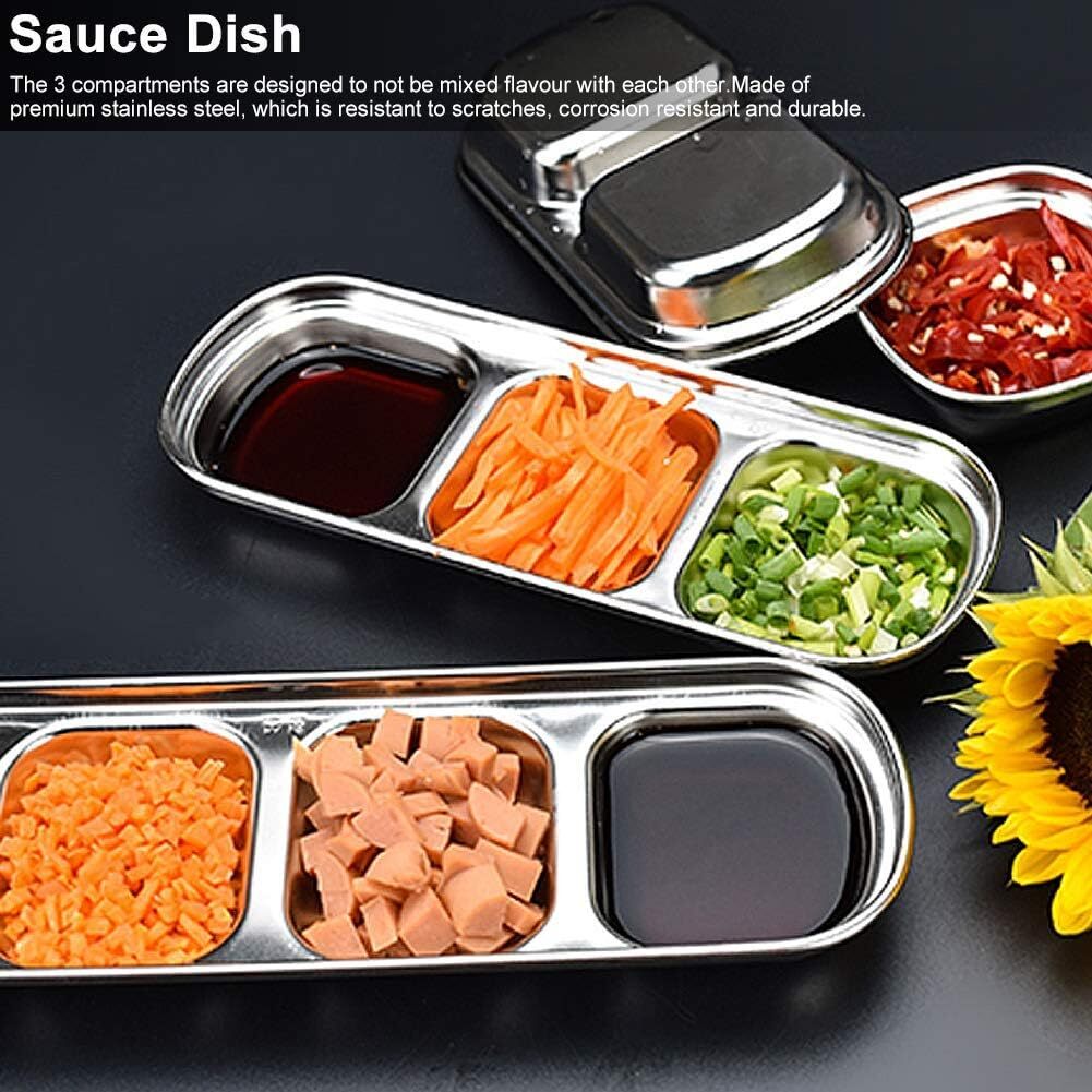 3 Compartments Stainless Steel Plate