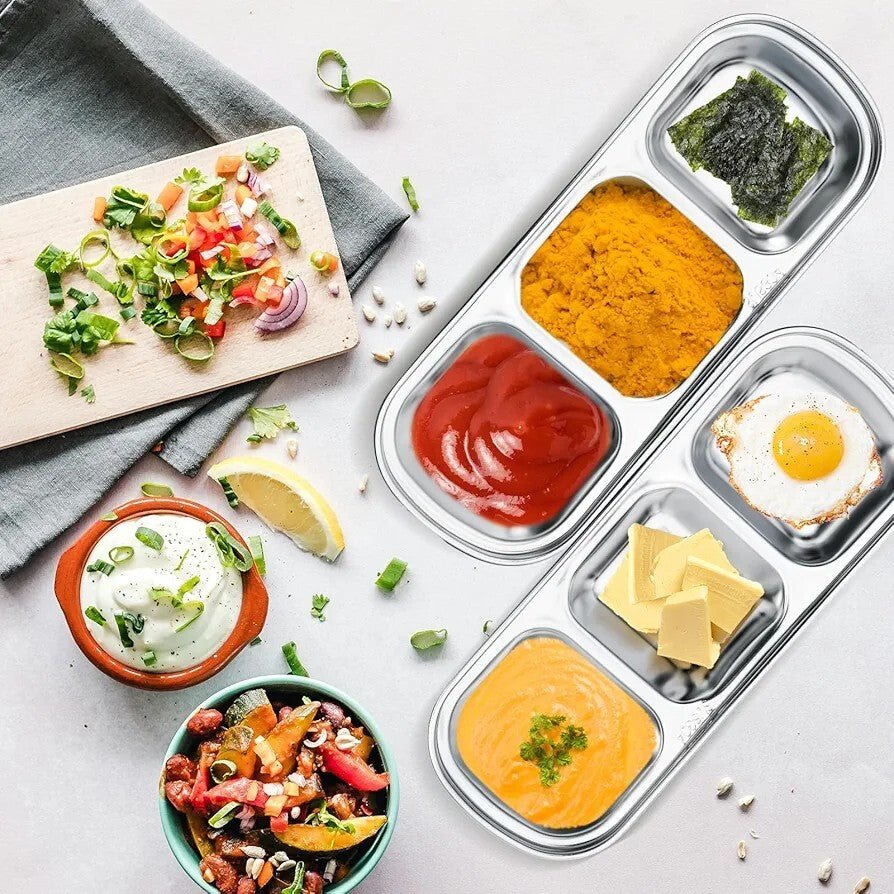 3 Compartments Stainless Steel Plate