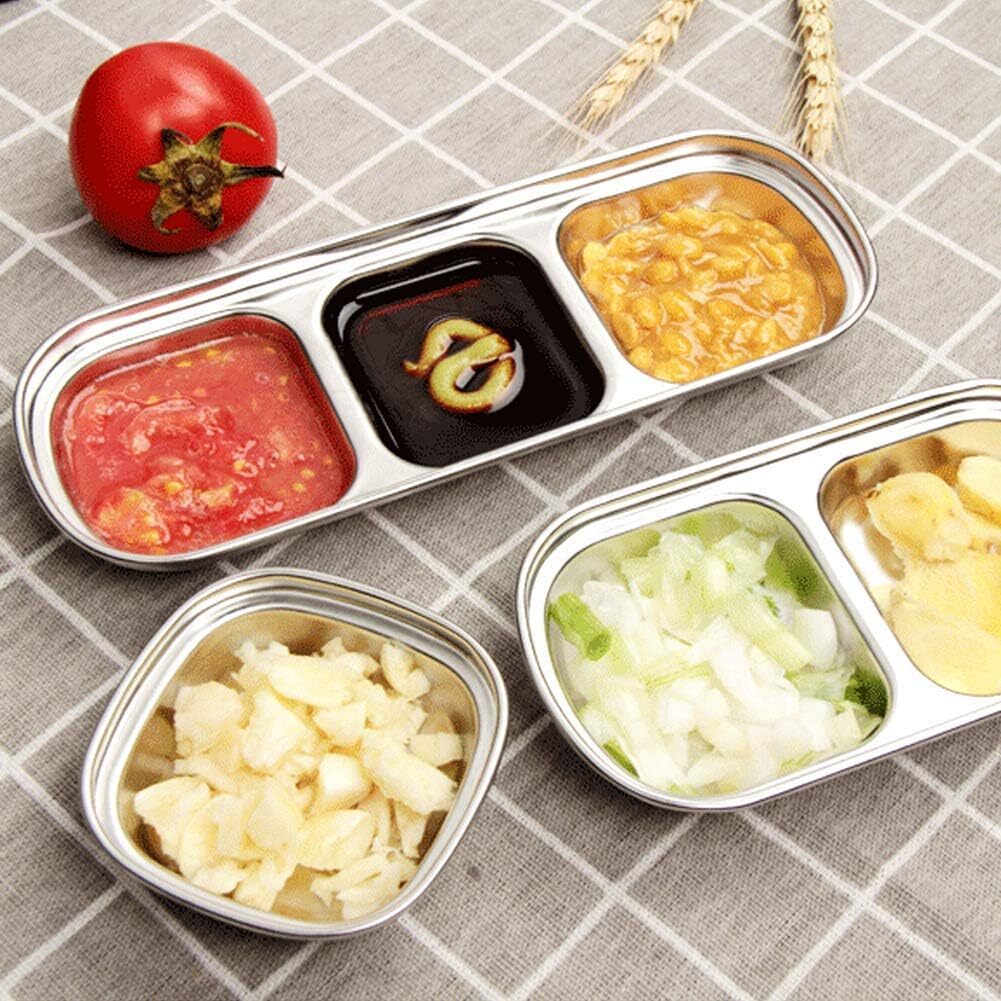 3 Compartments Stainless Steel Plate