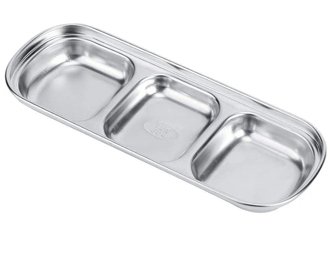 3 Compartments Stainless Steel Plate