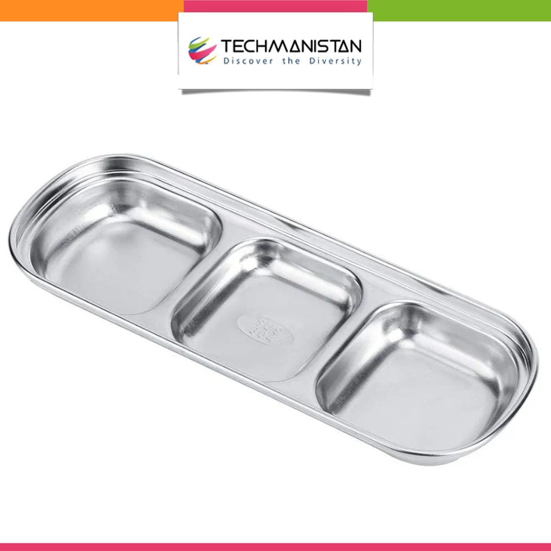 3 Compartments Stainless Steel Plate