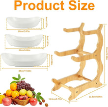 3 Layers Ceramic Bowls with Wooden Stand