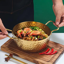 3 Piece Golden Hexagonal Pattern Serving Ramen Pots with Lids