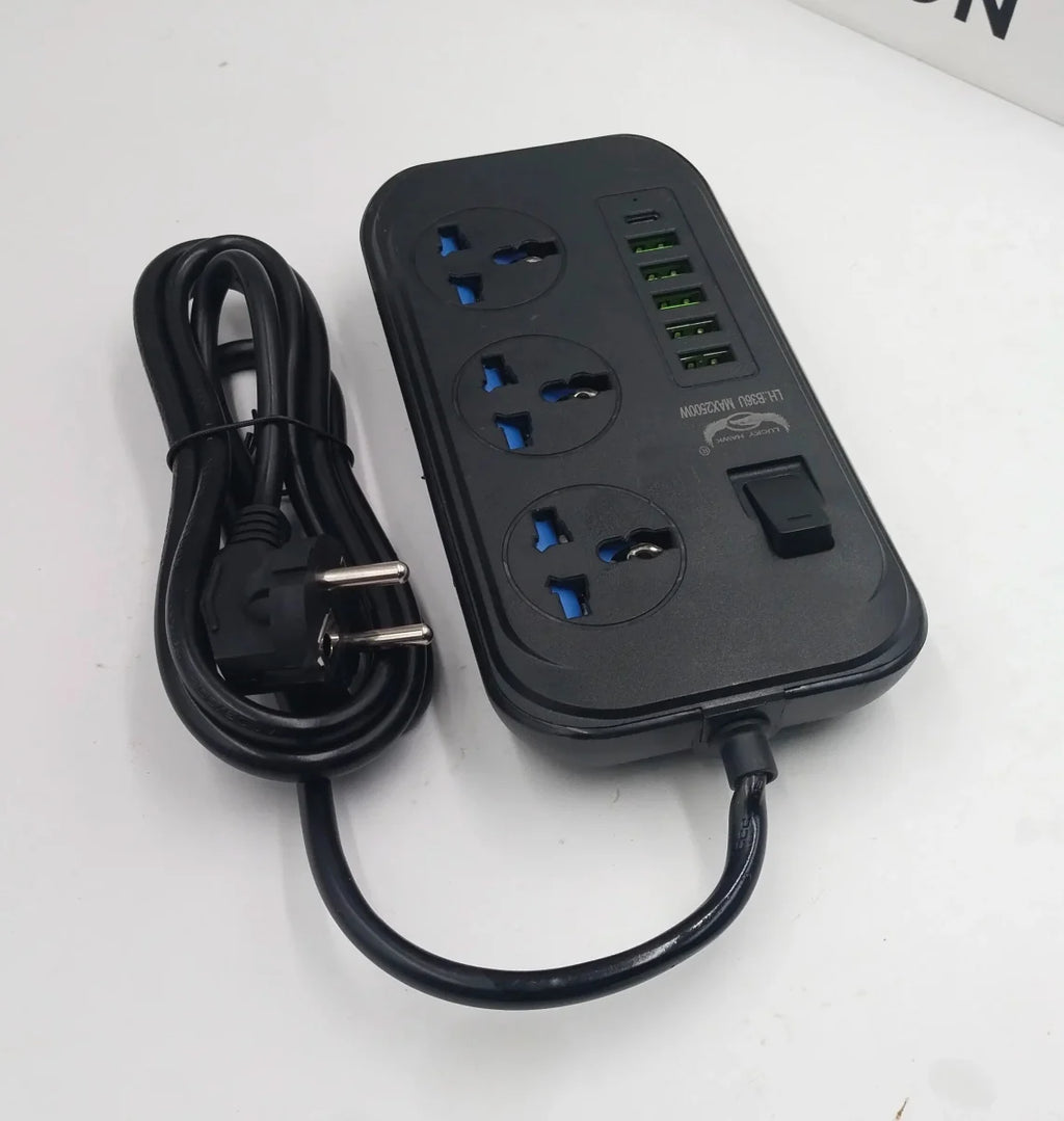 3 Sockets & 6 USB Extension Cord