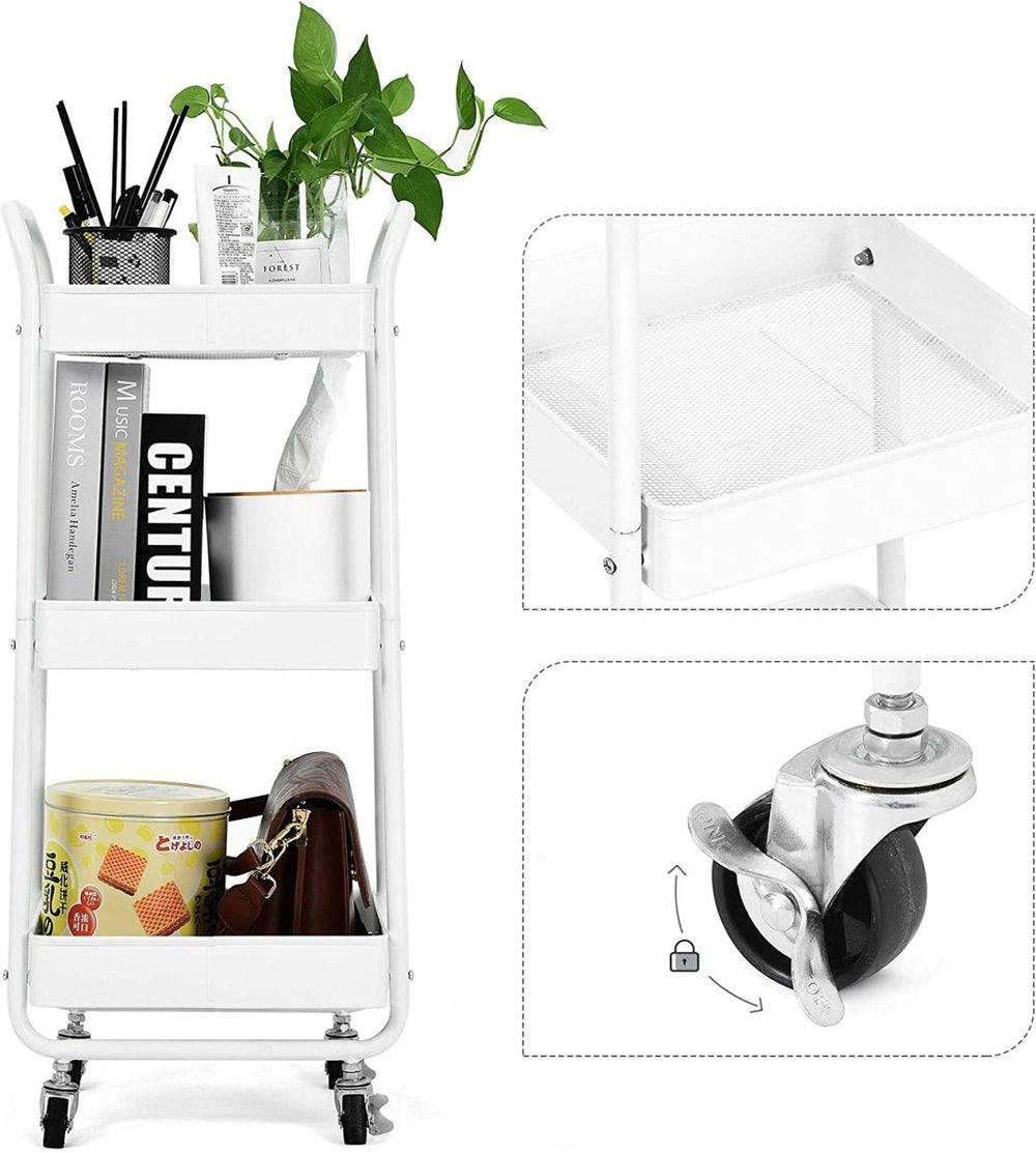 3-Tier Wheeled Multipurposed Vegetables & Fruits Kitchen Cart Trolley