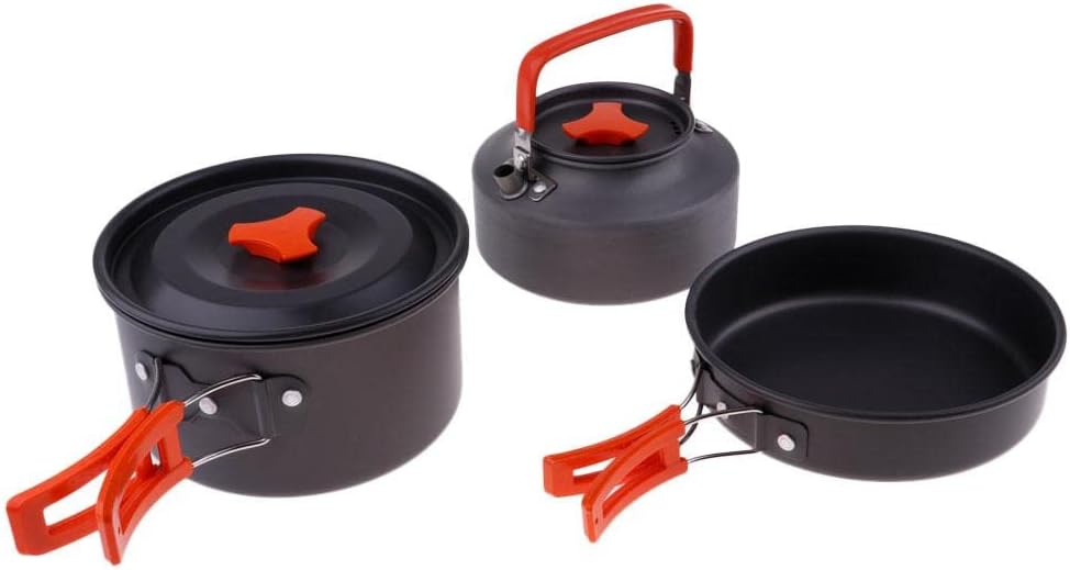 3Pcs Non Stick Pot Pan Camping Cookware Set